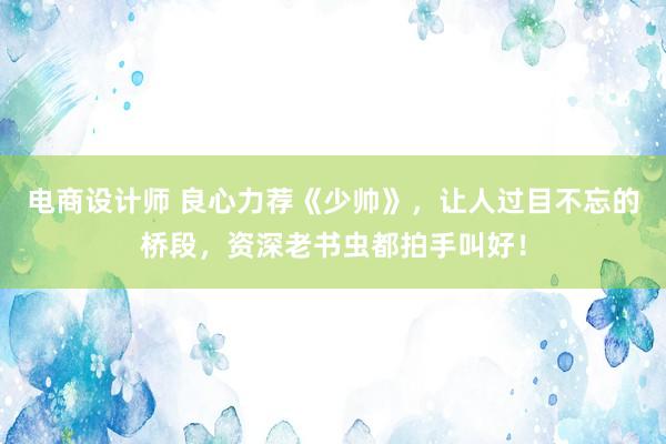 电商设计师 良心力荐《少帅》，让人过目不忘的桥段，资深老书虫都拍手叫好！