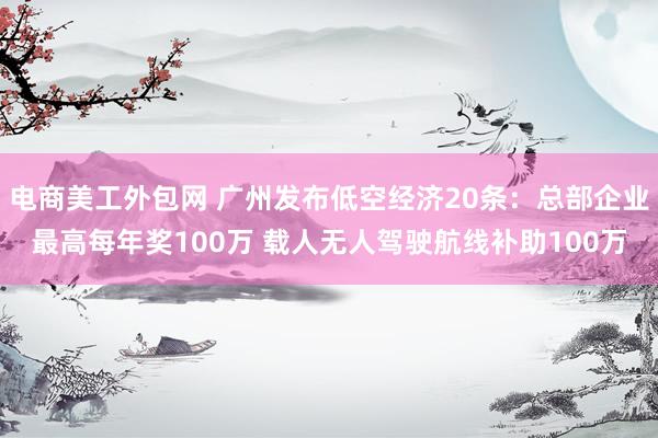 电商美工外包网 广州发布低空经济20条：总部企业最高每年奖100万 载人无人驾驶航线补助100万