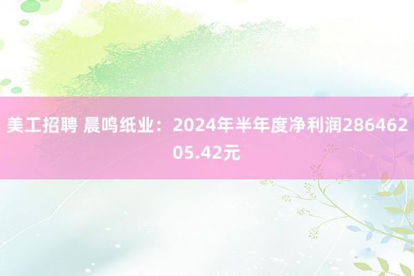 美工招聘 晨鸣纸业：2024年半年度净利润28646205.42元