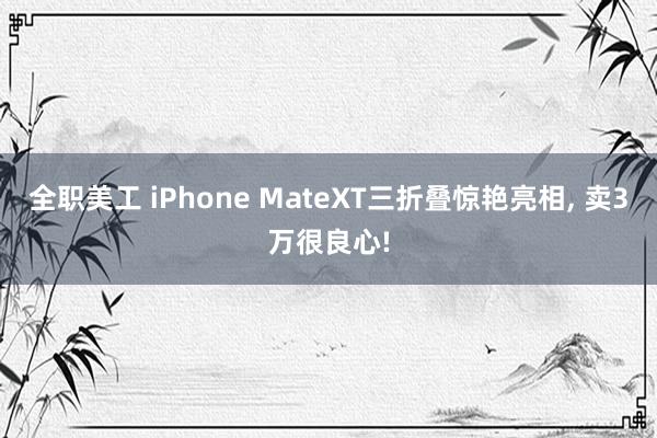 全职美工 iPhone MateXT三折叠惊艳亮相, 卖3万很良心!